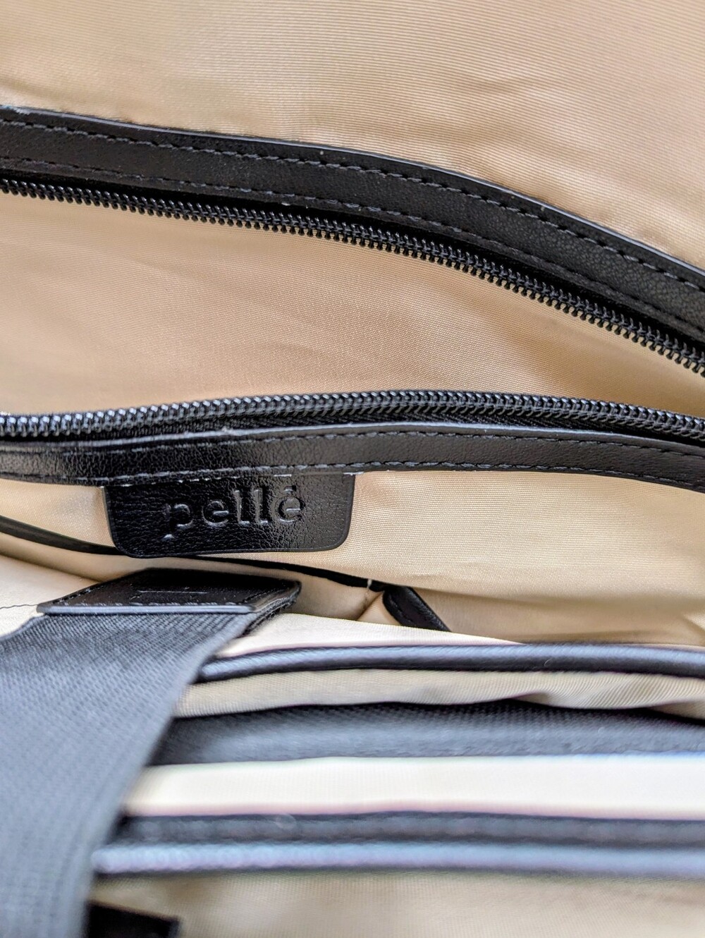 Pelle Black Leather & Nylon Convertible Laptop Tote Backpack RFID Trolley Strap - Picture 9 of 13